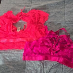Torrid Vibrant Lace Bralette Duo in Pink and Fuchsia